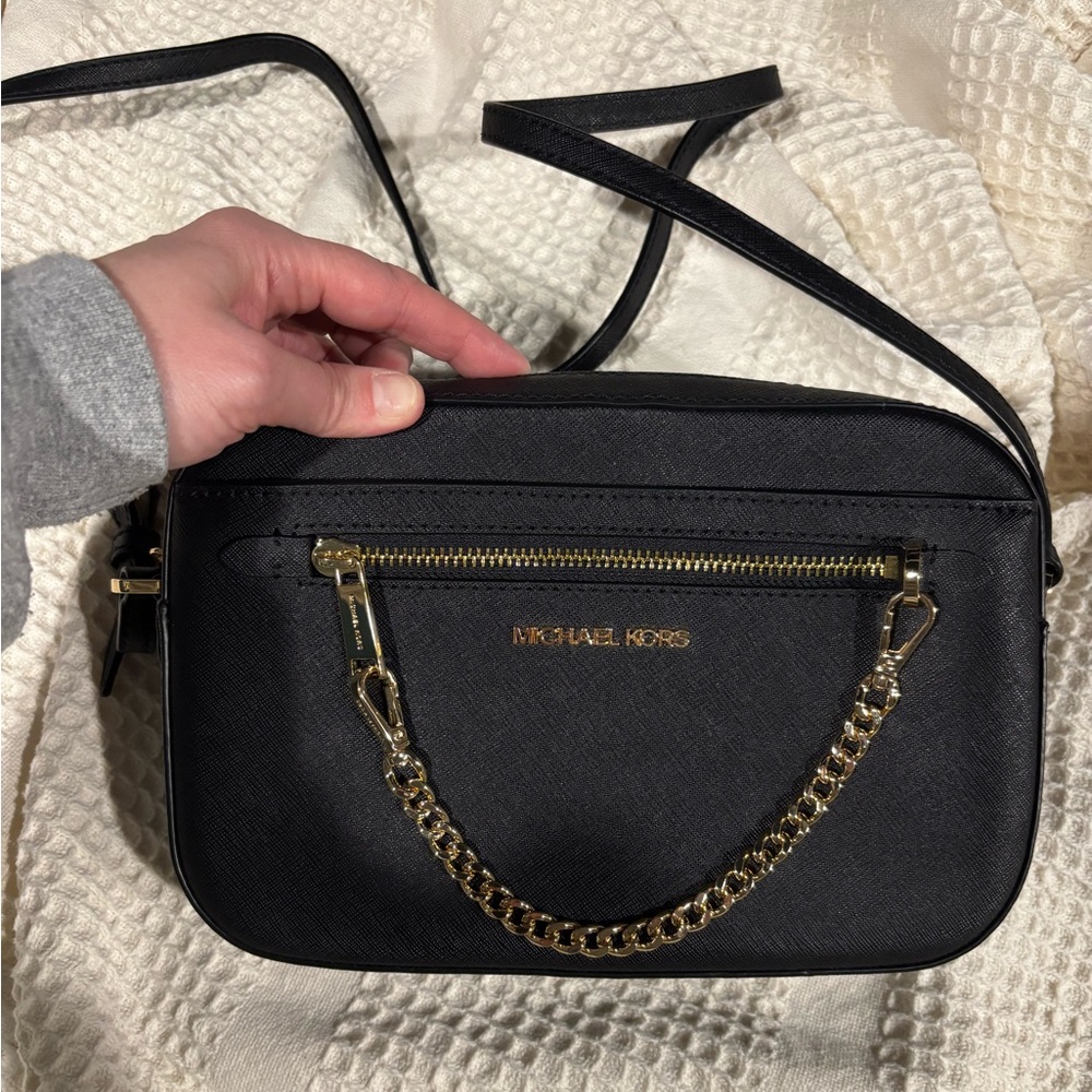 **SOLD** Michael Kors Black and Gold Crossbody Bag